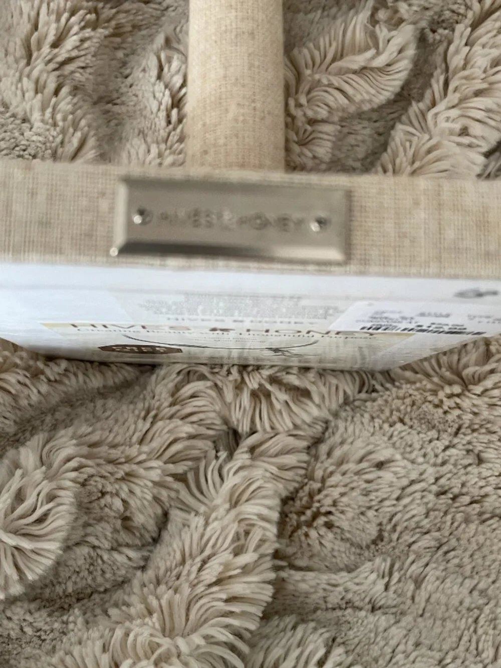 Hives & Honey jewelry organizer features a two-tier linen-covered T-bar design